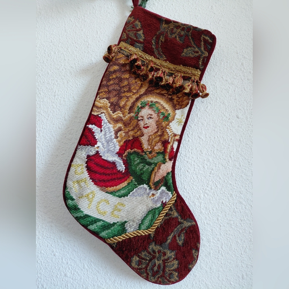 Elegant Holiday Stocking with Angel Design